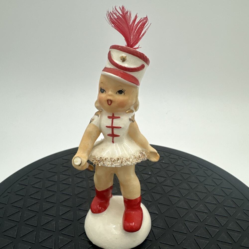 Ucagco Porcelain Marching Band Figurine 1950s Rare Majorette *READ
